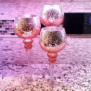 Set of 3 Stemmed Votives pink ombre
